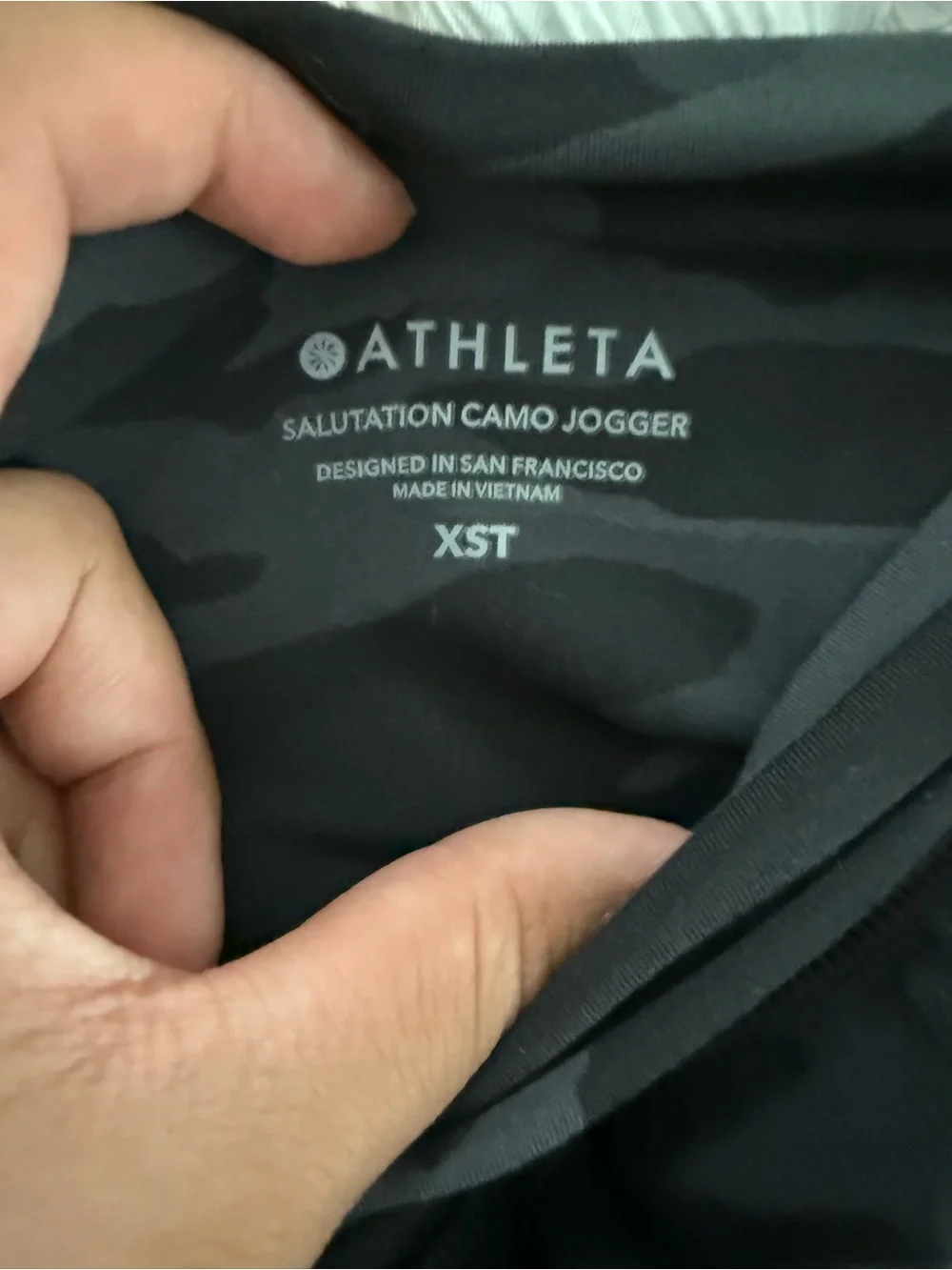 Athleta Black Charcoal Camo Salutation Jogger